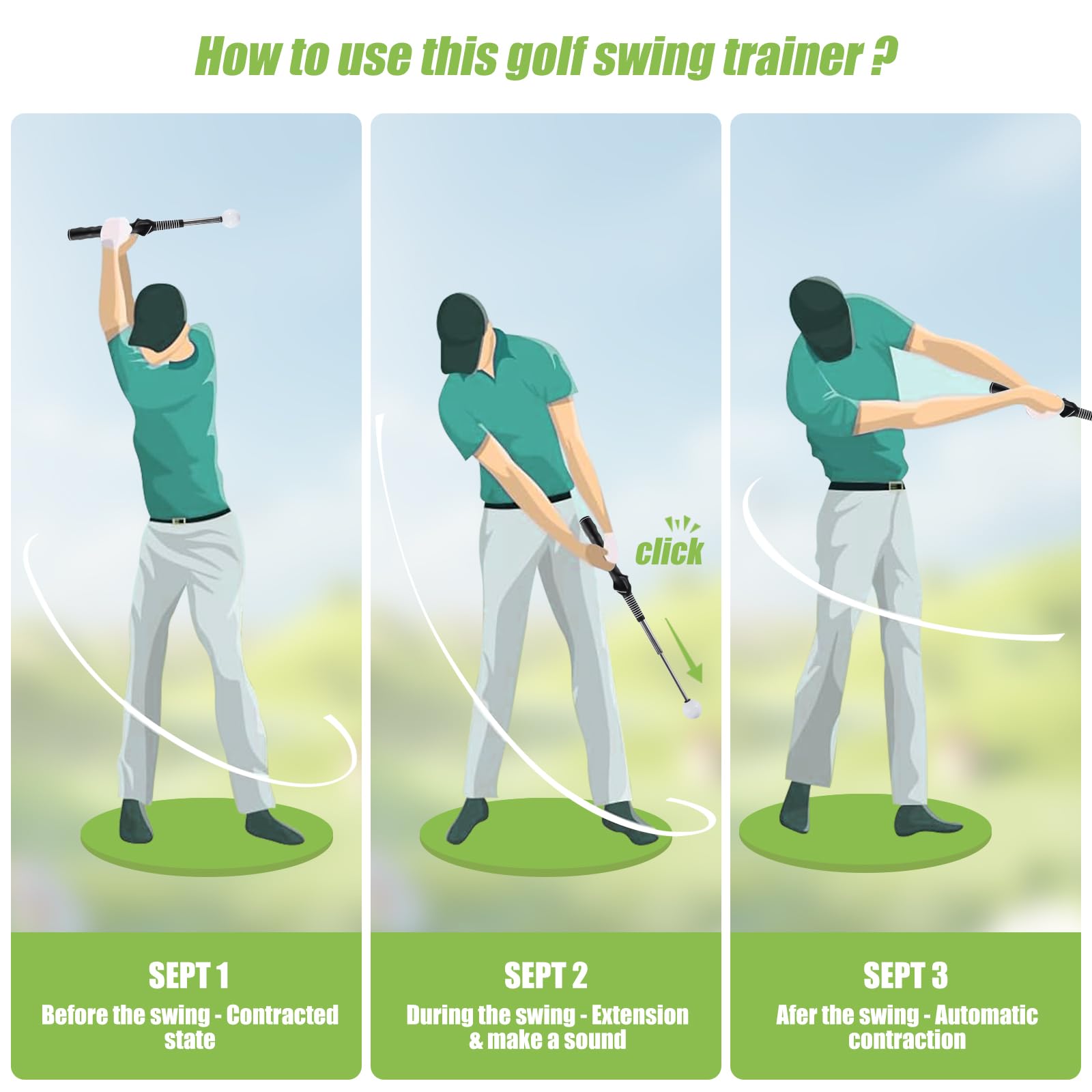 MIKOSI Golf Swing Trainer, Retractable Golf Grip Traine and Left